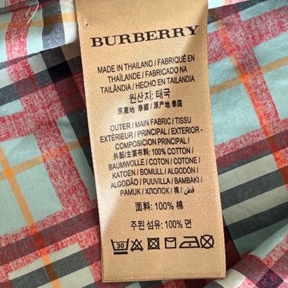 Burberry Red Blue Tartan Plaid Check Tie-Waist Shirt Dress - Picture 13 of 13